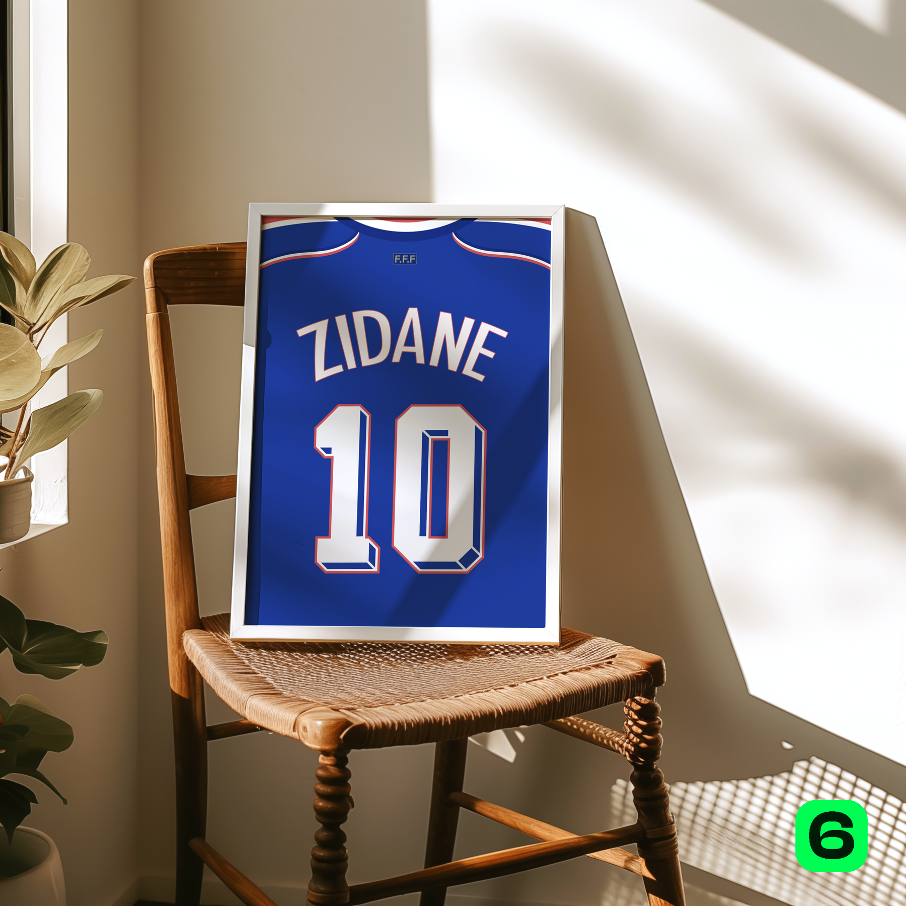 Cadre maillot Zinedine Zidane - Équipe de France 1998