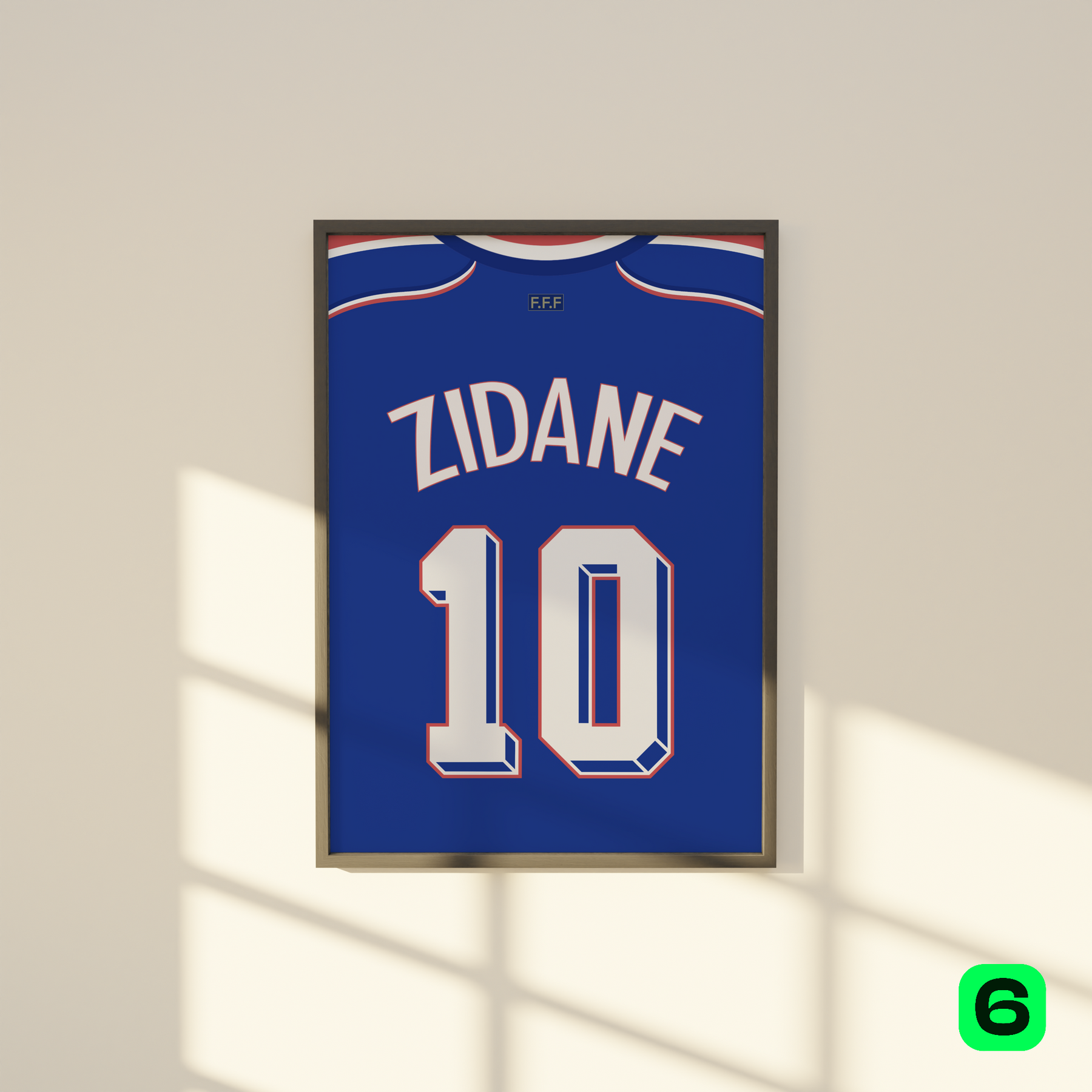 Cadre maillot Zinedine Zidane - Équipe de France 1998